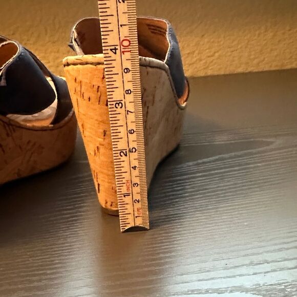 Born Women's Blue Leather Wedge Comfort Sandals Size 6 - Picture 5 of 7
